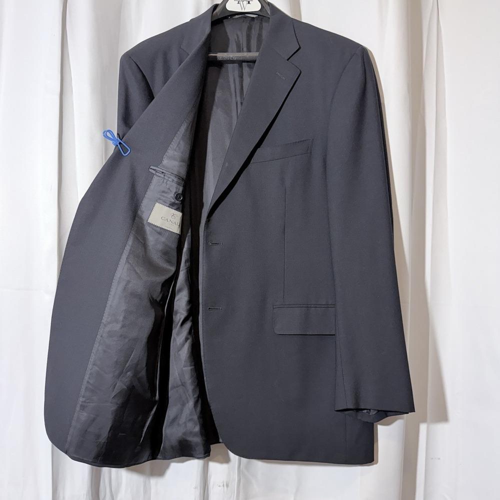 Canali Men's 100% Wool Travel Water Resistant 2-Button Blazer Navy • Italy • 44R